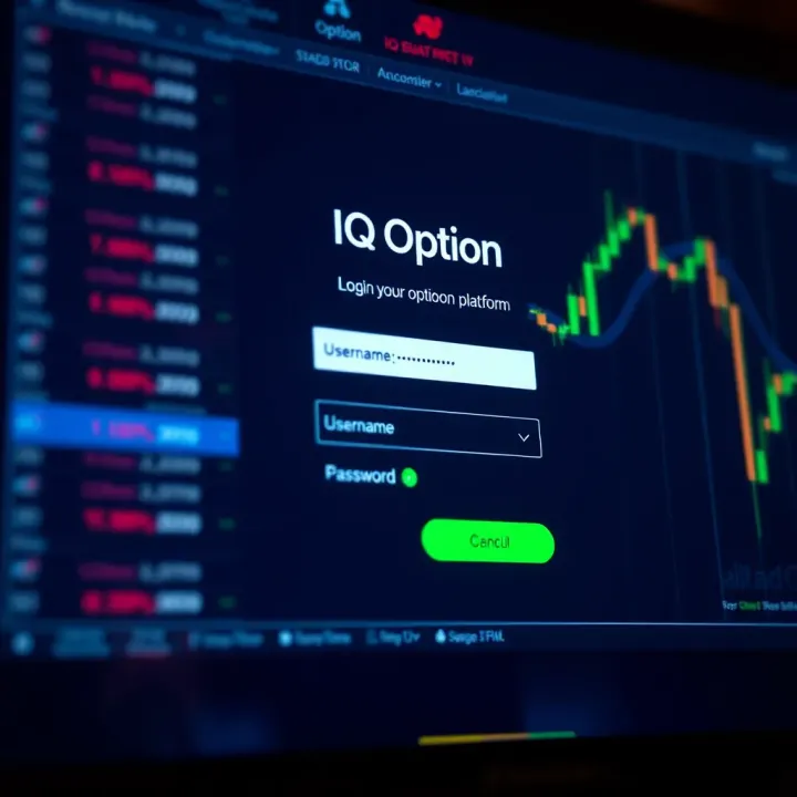 Secure login screen of IQ Option platform showing username and password fields