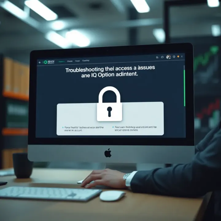 Visual guide showing troubleshooting options to recover access to IQ Option account