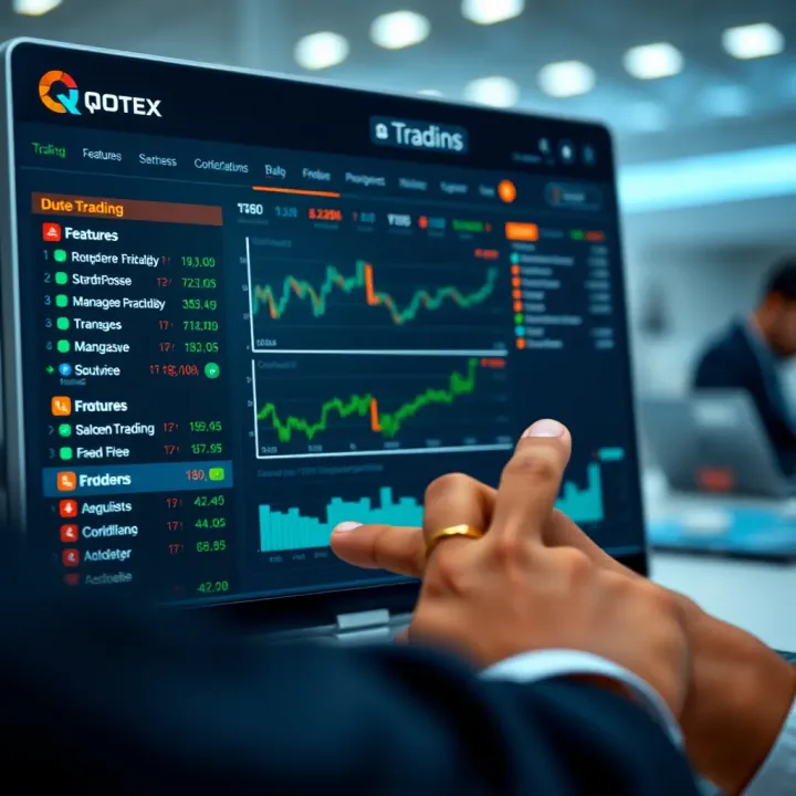 User interacting with a secure trading platform interface showcasing Quotex features