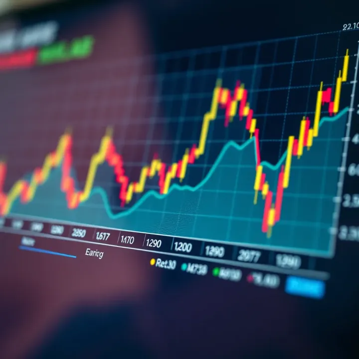 Chart showing currency exchange fluctuations used for market analysis