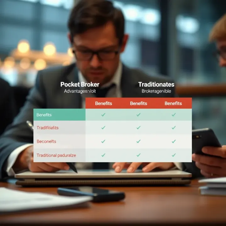 Comparison chart illustrating benefits of pocket broker versus traditional brokerage services