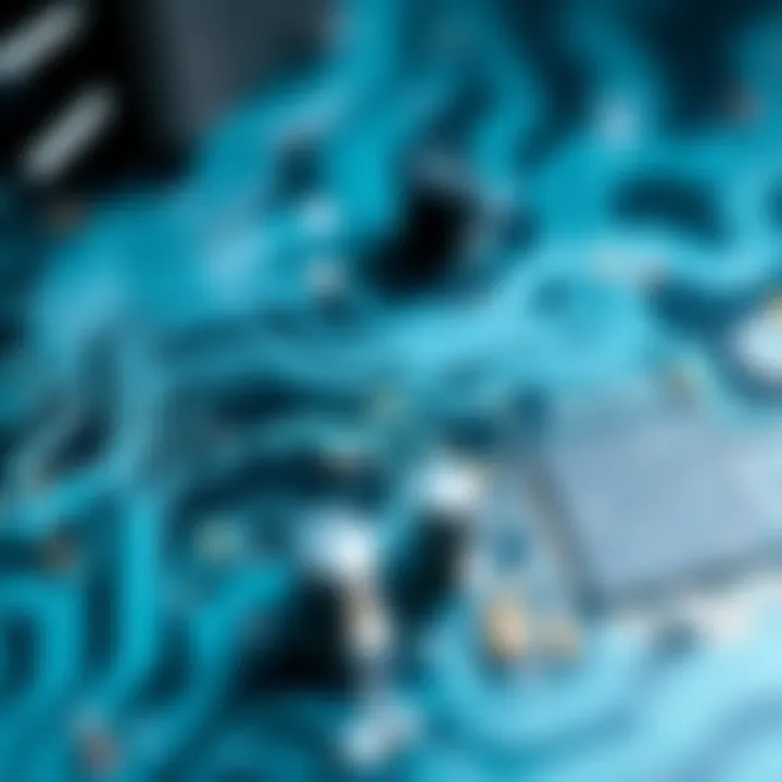 Digital circuit components demonstrating binary data flow in computing