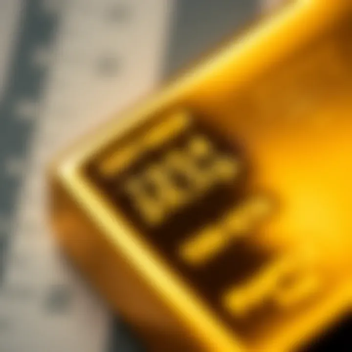 Close-up of certification markings and measurements on a gold bar