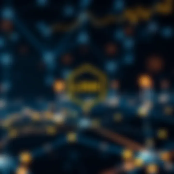 Visualization of Chainlink network nodes connecting to multiple blockchain data sources