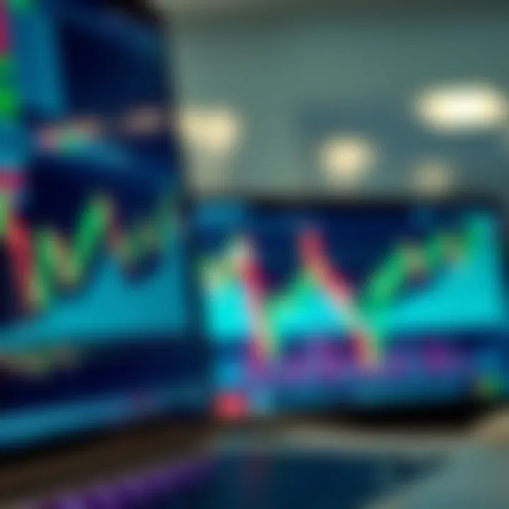Graph showing financial data with digital trading platform interface