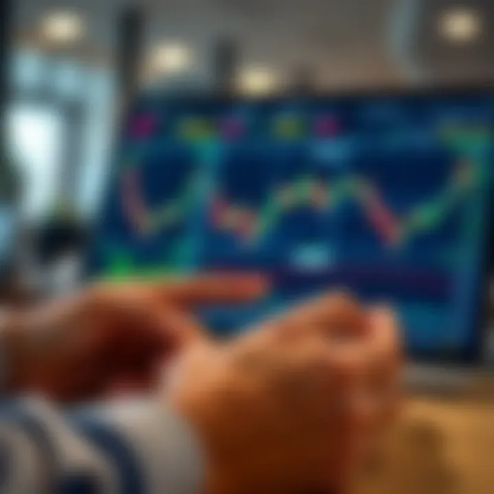Close-up of a person analyzing market data and selecting a brokerage service on a digital device