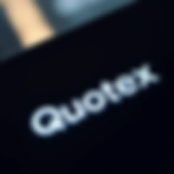 Detailed view of the Quotex logo showcasing its modern design elements