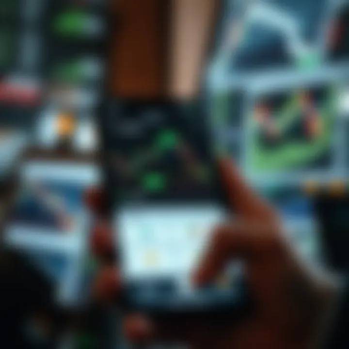 Mobile device displaying Quotex trading platform interface with charts and options