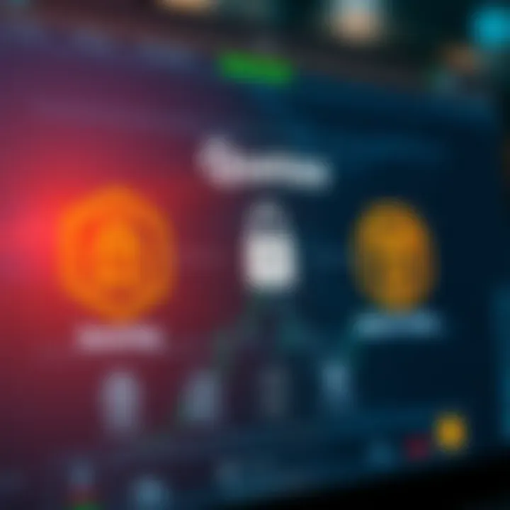 Secure login screen displaying encryption and cybersecurity icons representing platform safety features