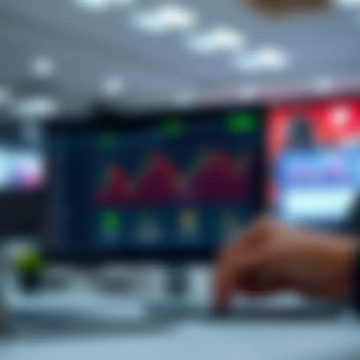 Graphical representation of various trading platforms and their features on a digital screen