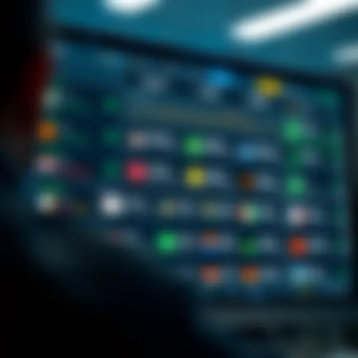 Graphical interface displaying various trading assets on a digital platform