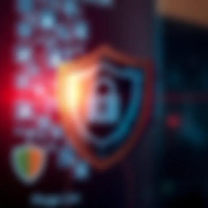 Illustration of cybersecurity shield protecting user account access