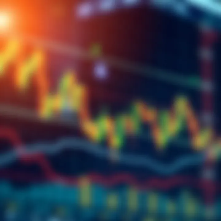 Illustration of financial market with charts and symbols representing derivative instruments and economic applications