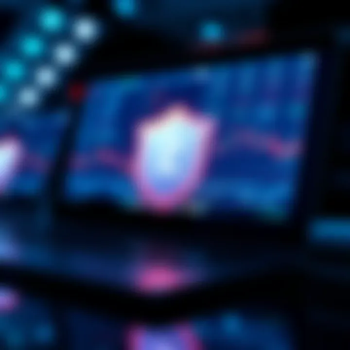 Illustration of secure online trading platforms with currency symbols and shield icons