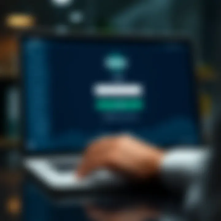 User logging into Quotex platform on a laptop with secure login interface