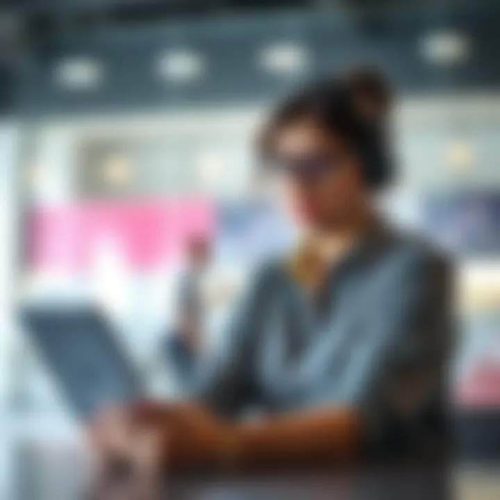 Customer service representative assisting user through live chat on digital device