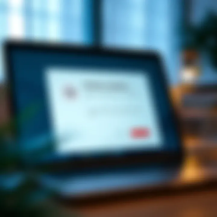 Close-up of IQ Option software installation window on a laptop