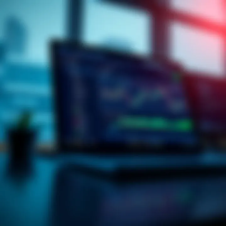 IQ Option platform interface on a Windows laptop showing investment options and charts
