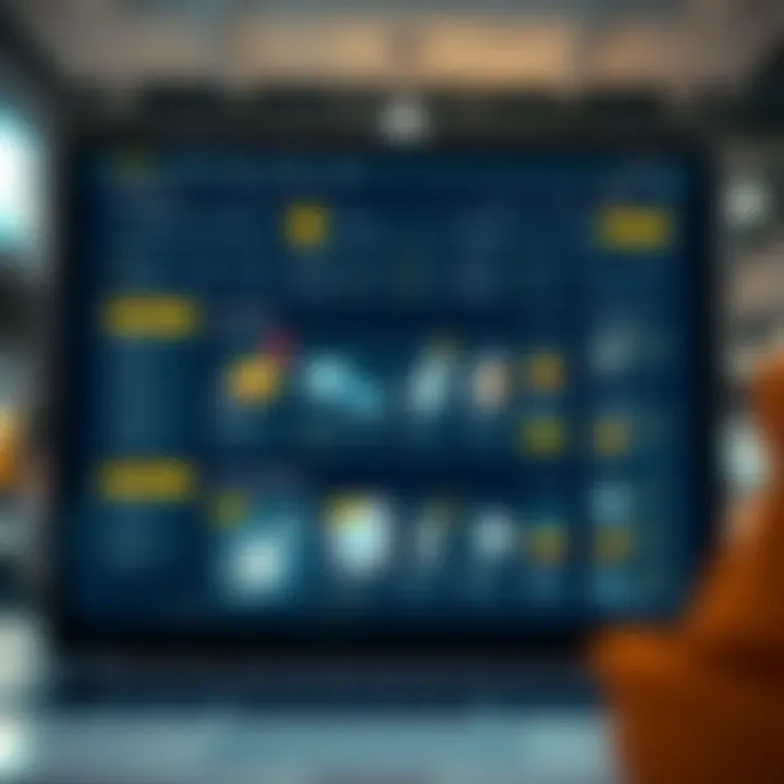 Illustration showing an online shopping platform interface with product listings and navigation menu
