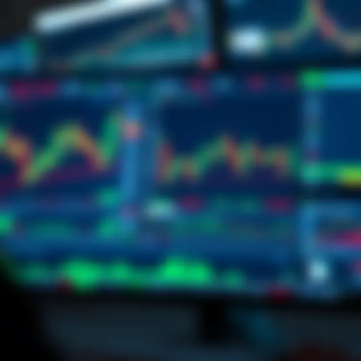 Digital trading platform interface showing binary options and forex market data with charts and indicators