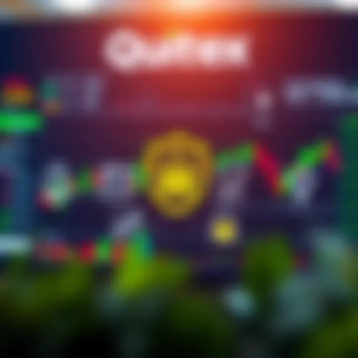 Illustration showing a digital trading platform with security icons representing regulation and trust