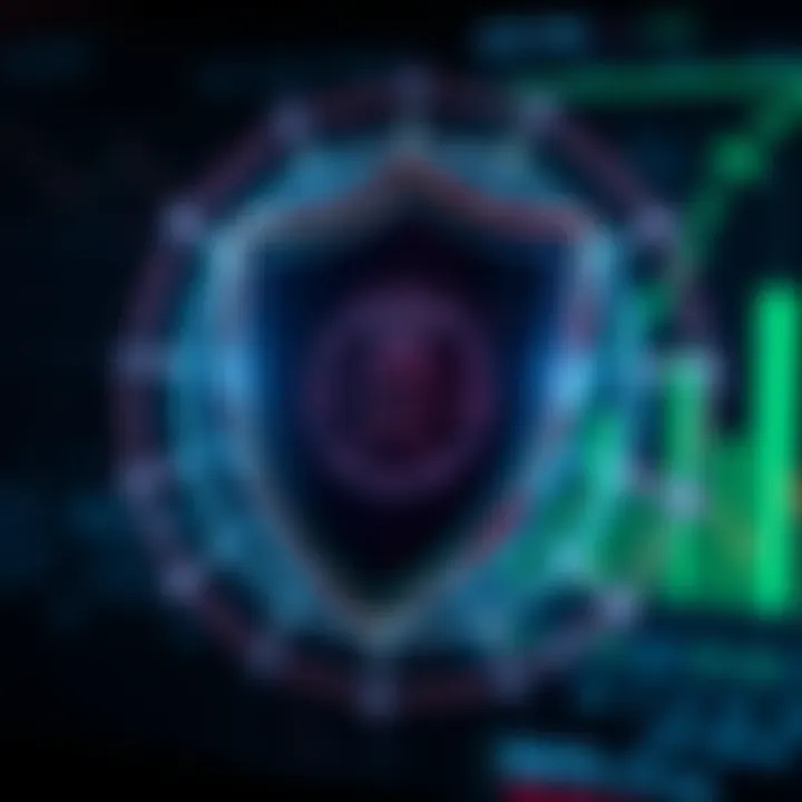 Security shield icon with digital elements representing online trading safety measures