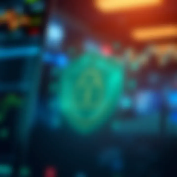 Secure digital shield symbolizing safety and protection in online trading environments