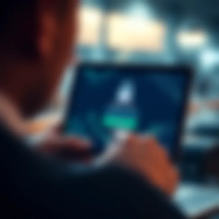 Secure login screen with password entry on digital device