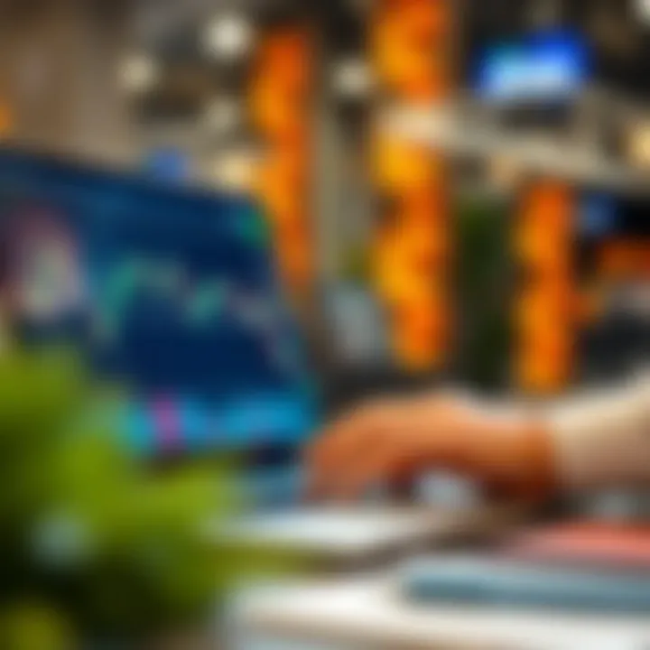 User interacting with a secure online trading platform on a laptop