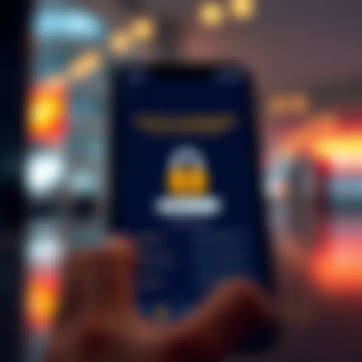 Secure login screen of a trading app emphasizing safety features and user authentication