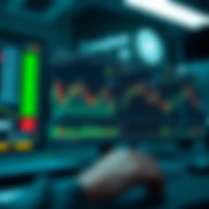 Interface of a digital trading platform displaying financial charts and tools
