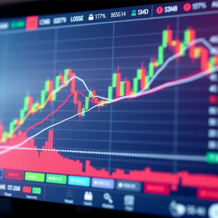 Graph showing profit and loss estimations using a CFD calculator interface on a digital screen