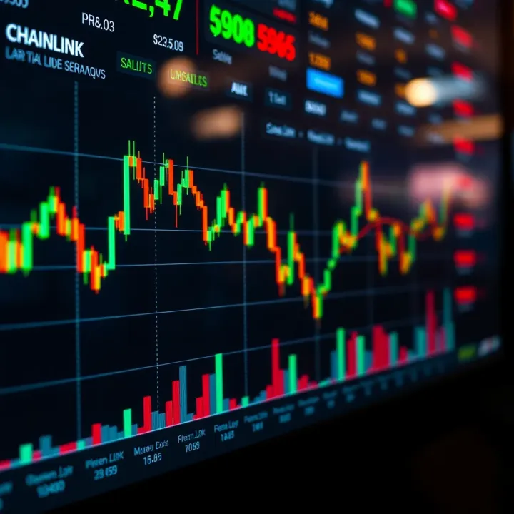 Technical analysis charts showing Chainlink price trends and market indicators