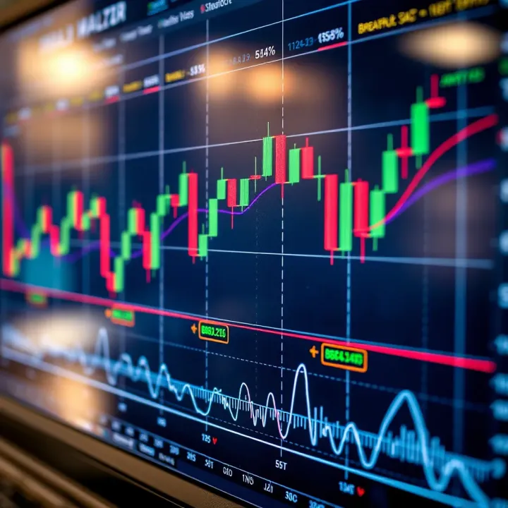Chart illustrating common technical analysis patterns with trend lines and breakout points
