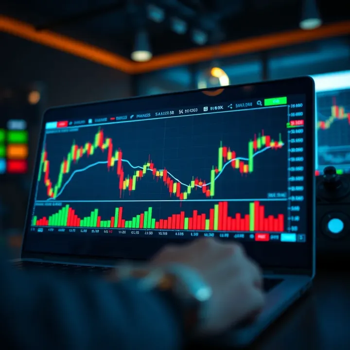 Modern Trading Platform Interface with Real-Time Data User interface of a modern trading platform displaying charts and financial data