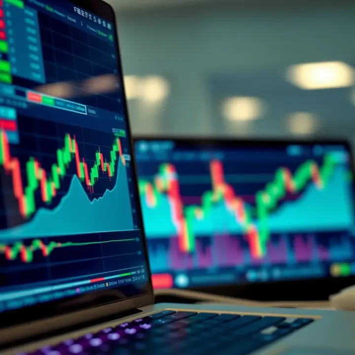Analyzing Financial Data on Trading Platforms Graph showing financial data with digital trading platform interface