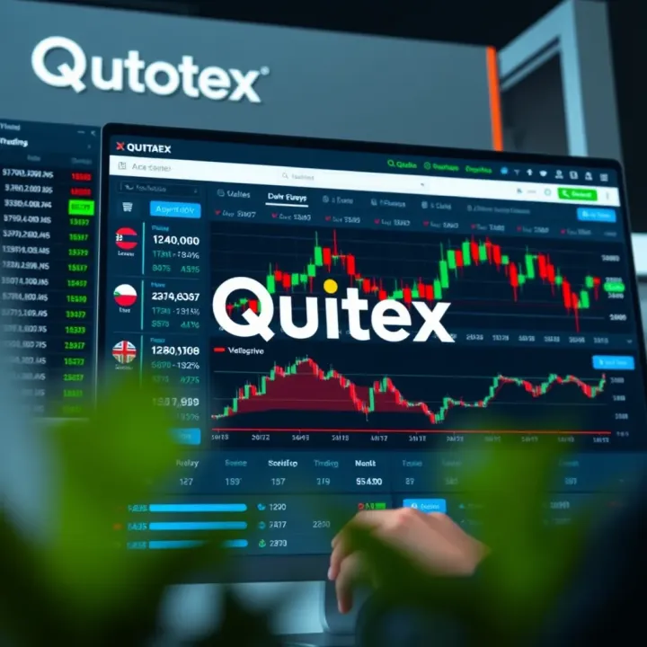 User interface of Quotex showing trading options and market data