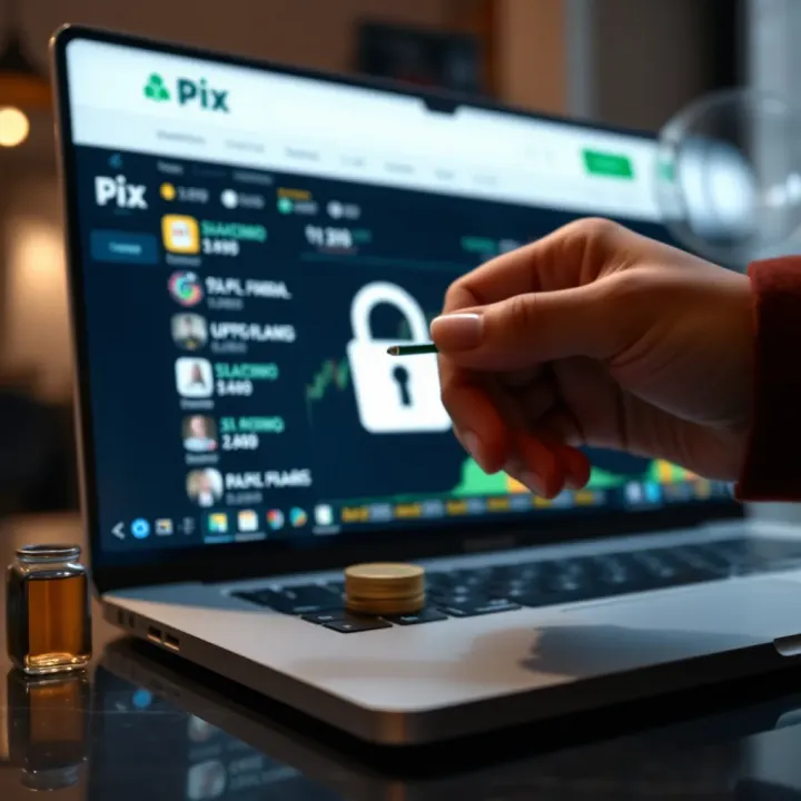 Illustration of secure financial transaction from IQ Option to Brazilian bank account via Pix