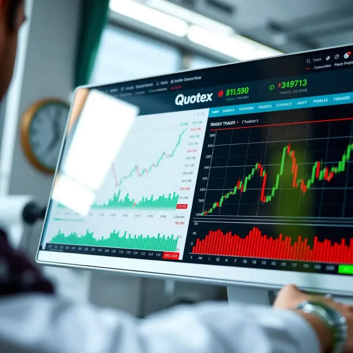 Dashboard interface showing Quotex trading tools and options