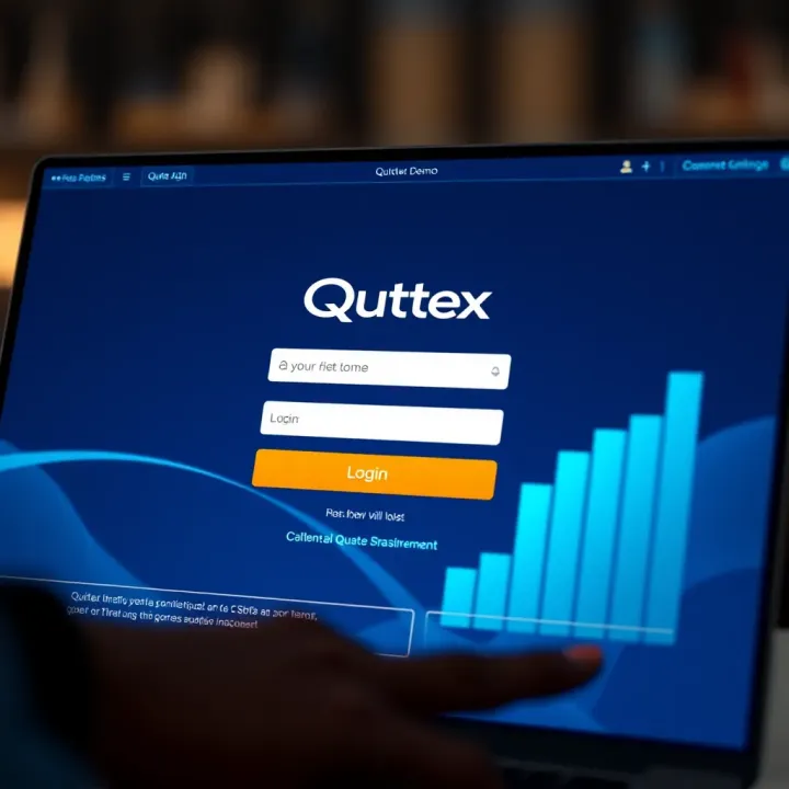Interface of Quotex demo login screen showing input fields and login button