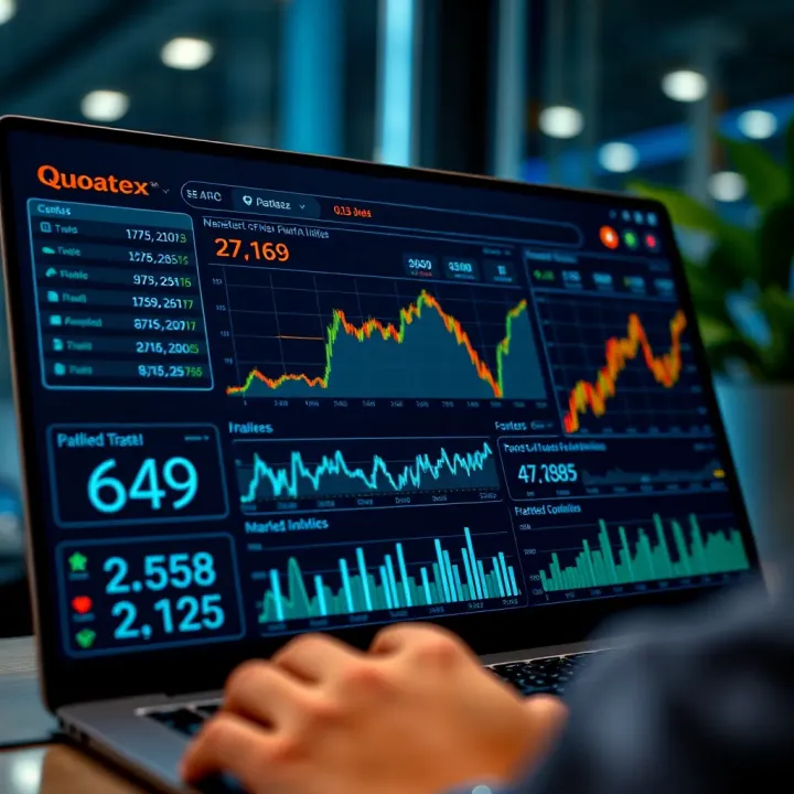 Interface of Quoatex financial platform showing market data and analytics