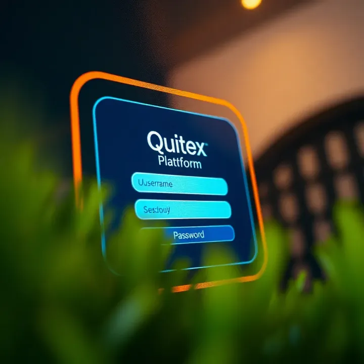 Secure login interface of Quotex platform showing username and password fields