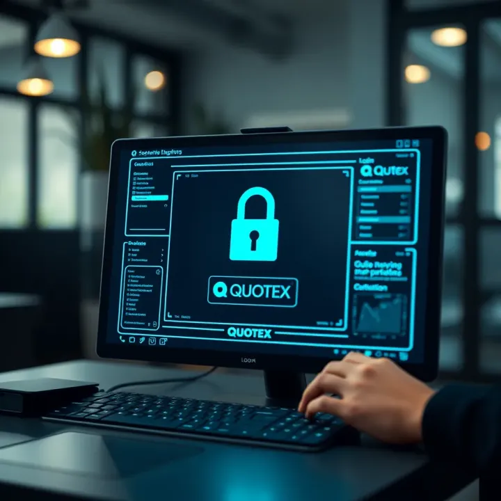User interface showing secure login screen on Quotex platform