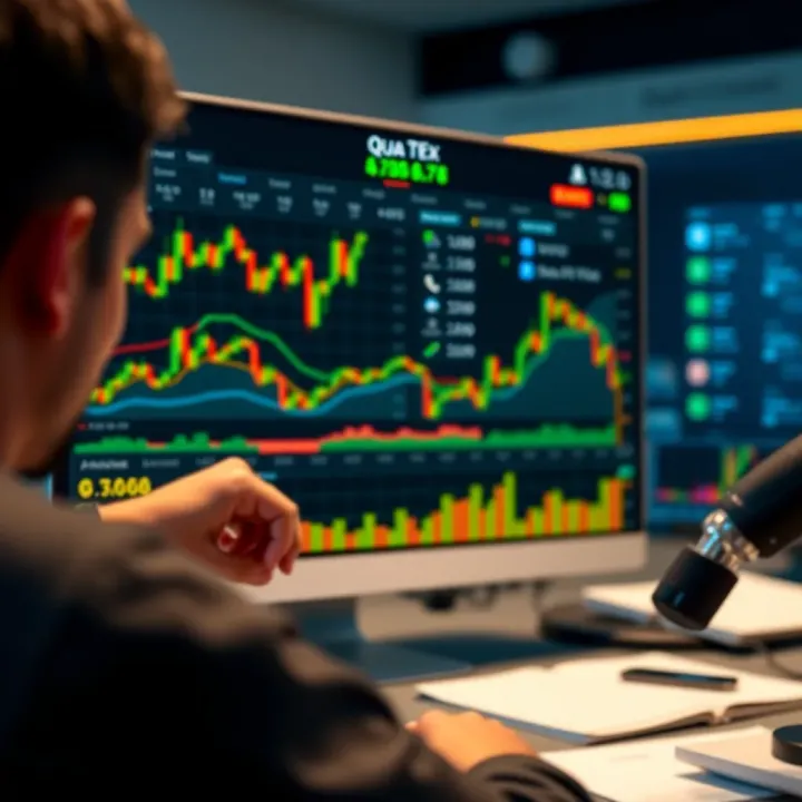 Overview of Quaotex trading platform dashboard displaying market charts and trading options