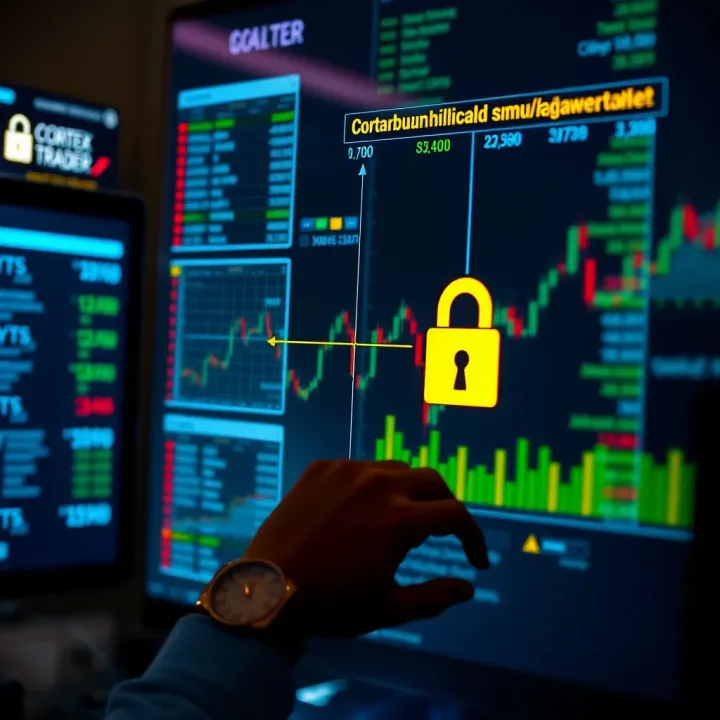 Secure integration between Cortex Trader and financial broker showcasing data exchange and encryption