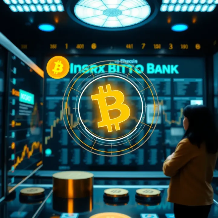 Conceptual graphic depicting insurance protection surrounding cryptocurrency investments in a digital bank environment