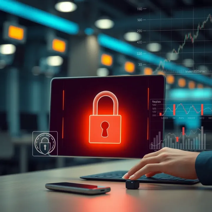Secure login and data protection features illustrated for a financial trading environment