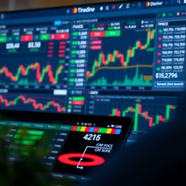 Financial trading platform interface showcasing various trading instruments and market charts