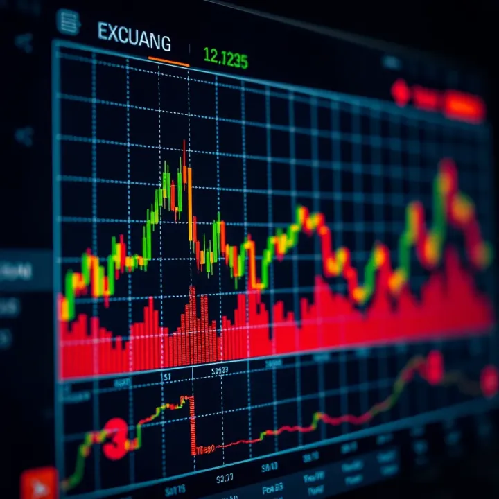 Graph displaying currency exchange trends on digital trading platform