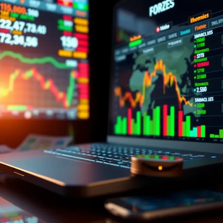 Conceptual illustration of forex trading with global currencies and digital financial interface